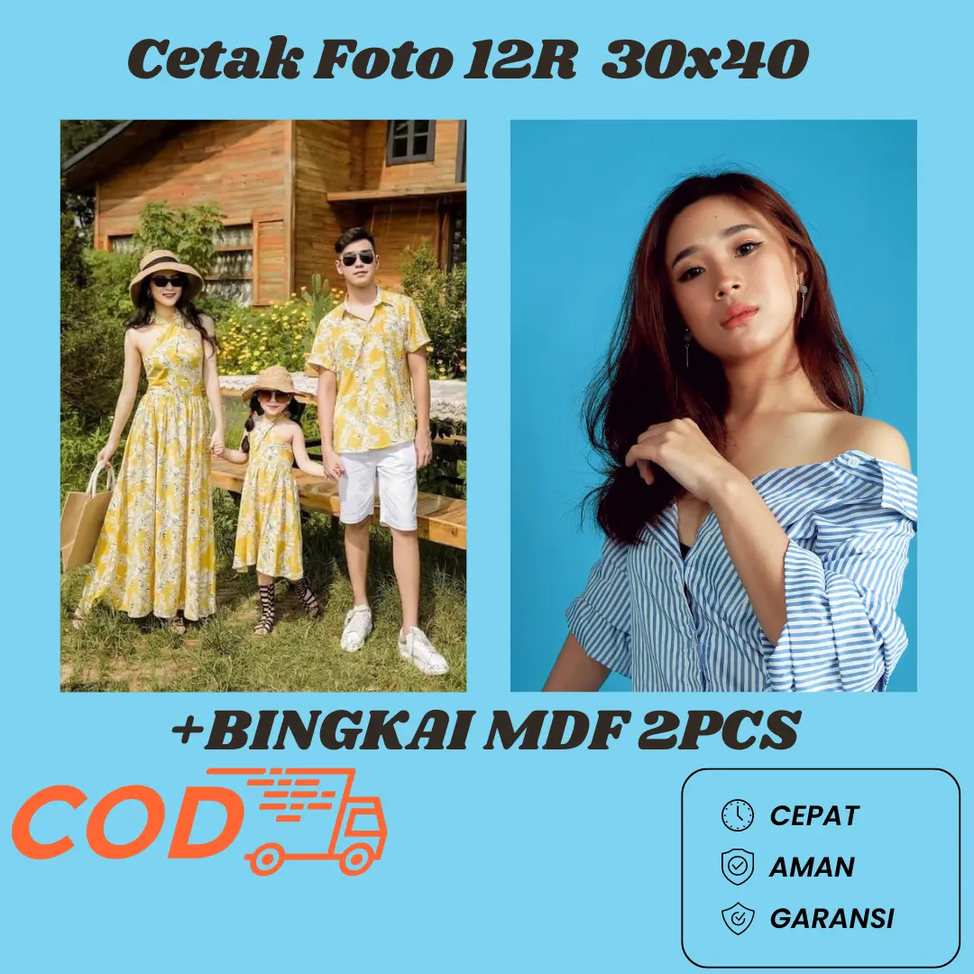Cetak Foto 12R Bingkai MDF Ukuran 30x40 cm DAPAT 2PCS Retangle Dinding Hadiah cetak  foto