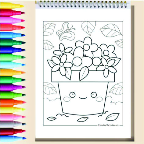 Flowers Coloring Book Cozy Book Adult Buku Mewarnai Remaja Dewasa Spiral Kertas Tebal Tema Bunga 1