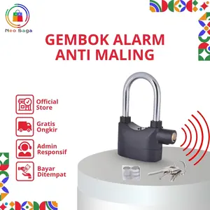 Gembok Alarm Kunci Gerbang Pintu Rumah Rantai Anti Maling Alarm Lock