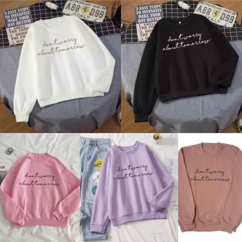 Baju Hangat Suiter Suwiter Sewiter Sweater Sweeter Sweter Switer Luaran Outer Tebal Hitam Putih Pink Ungu Coksu Crewneck Bahan Babbyterry Lengan Panjang Ukuran XL Jumbo Remaja Dewasa Wanita Cewe Cewek Perempuan Korean Style Terbaru Kekinian Murah Bisa COD 0