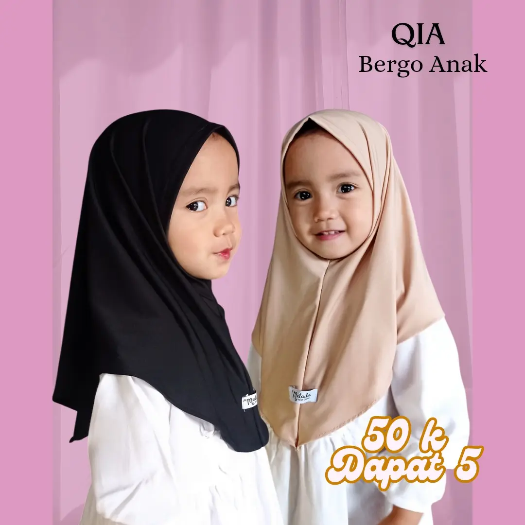 Paket Hemat QIA Bergo Anak Size M  50k dapat 5