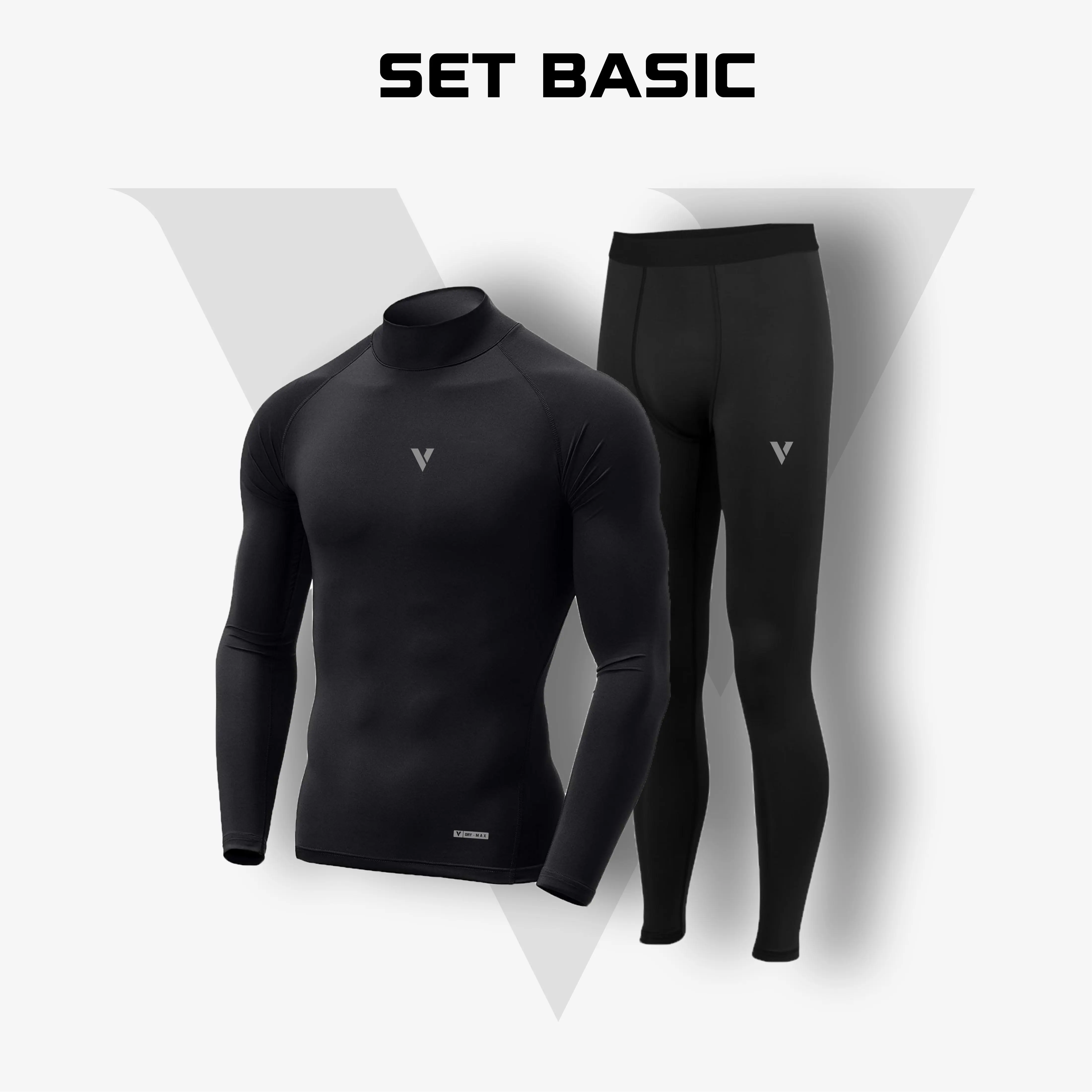 Satu set baselayer dan legging pria BASIC original VALMAR / 1 paket manset leging olahraga bahan spandex / baju ketat mangset lejing laki laki football renang gowes running gym fitnes Sport