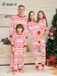 Conjunto de pijama navideño para familia, cómodo de manga larga y cuello redondo para el hogar, ropa casual con estampado navideño, ropa festiva para padres e hijos