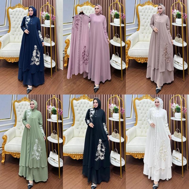Product Introduction of GAMIS KARINA SET ROMPI BAHAN CERUTY LD 110 PB 138 BB 45-75KG BEST SELLER    ld 120 muat bb 55-85kg 13