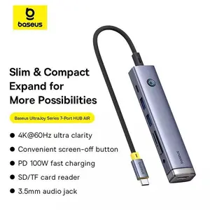 Baseus UltraJoy Series 7 Port USB HUB AIR Type-C to HDMI Port Laptop - Space Grey