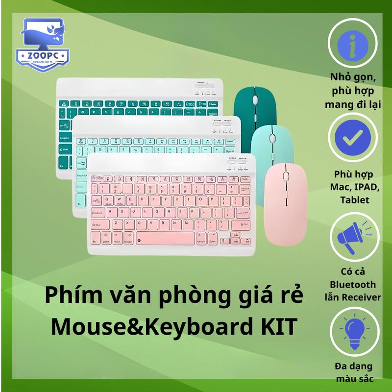Bàn phím kèm chuột Bluetooth văn phòng giá rẻ Mouse&Keyboard KIT cho Mac,IPAD,Tablet, Laptop | ZOOPCSTORE