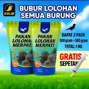 Bubur Loloh original berprotein nutrisi tinggi untuk Meningkatkan Pertumbuhan dan Penguatan Tulang Bonus Sepetan - Cocok Untuk Semua Jenis Anakan Burung ( BISA UNTUK SEMUA JENIS BURUNG )
