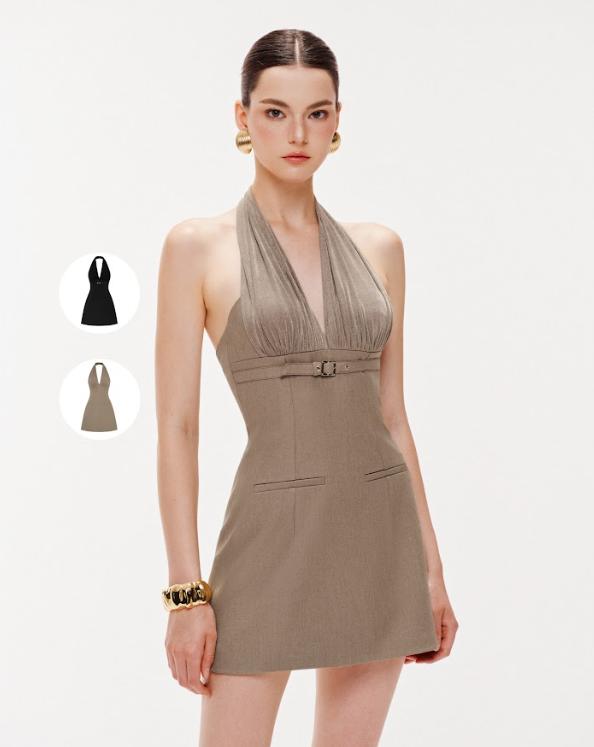 Đầm cúp phối thun belt đai ngực MOLLYNISTA thiết kế quyến rũ thanh lịch nữ tính cao cấp