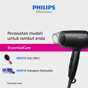 Philips | Hair Dryer EssentialCare | Pengering Rambut | Powerful Drying Melindungi Rambut dengan ThermoProtect Teknologi | Hitam | BHC010/12