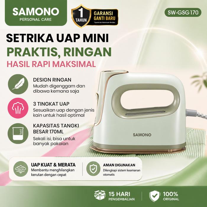 Gambar [Official Original] Samono SW-GSG170 GARMENT STEAMER Listrik Tangki Besar 3 Tingkat Uap 3 in 1 SW-GSG170 - Original Garansi 1 Tahun menghaluskan baju dengan uap -  Setrika Upa dari SAMONO PERSONAL CARE Kab. Tangerang Tokopedia