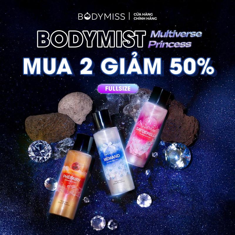 [MUA 2 GIẢM 50%] Body Mist Nhũ Xịt Thơm Lấp Lánh Cho Nữ BODYMISS Chính Hãng Lưu Hương Thơm Lâu, Xịt Thơm Toàn Thân Body Mist Nhũ Cho Nam Học Sinh Sinh Viên Hương Nước Hoa Perfume Cosmetic Fragrance Hair Mist 250ml