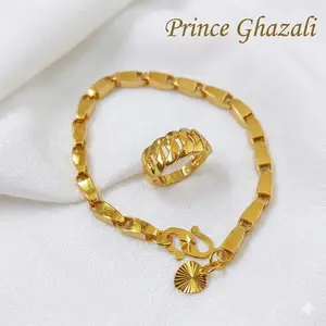 TERLARISSS PERHIASAN WANITA GELANG TITANIUM MOTIF PADI FREE CINCIN TERBARU ANTI LUNTUR 18 CM Bahan Titanium Tahan Lama Cocok untuk Berbagai Kesempatan - Bracelets