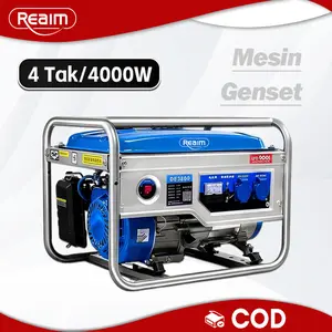 REAIM Generator Portabel 4-Tak - Genset Bensin Tugas Berat [400W] dengan Teknologi Silent & Inverter | Stabil untuk Peralatan Rumah & Outdoor | Cocok untuk Darurat, Camping & Usaha - Garansi 5 Tahun - 4000W