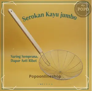 Serokan Saringan Minyak Goreng Tirisan Kerupuk Bawang Gagang Kayu