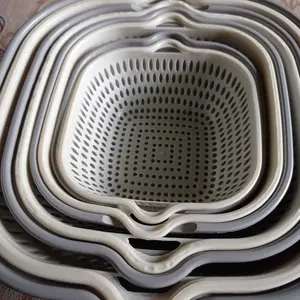 YAWANG - Set Keranjang Tiris & Baskom Serbaguna 8 in 1 Plastik PP Food Grade Dapur Sayur Buah Gagang Ergonomis Bebas BPA