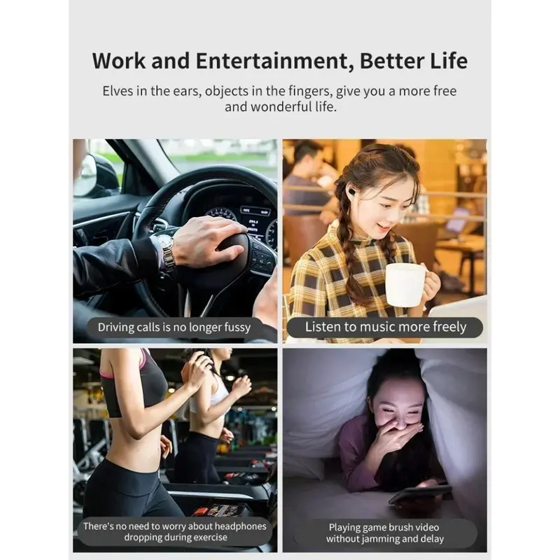 Tidur Nirkabel Bluetooth Earphone Khusus Tidur Samping Tanpa Rasa Sakit Stereo Peredam Kebisingan Tampilan Digital Headset In-Ear Kecil 3