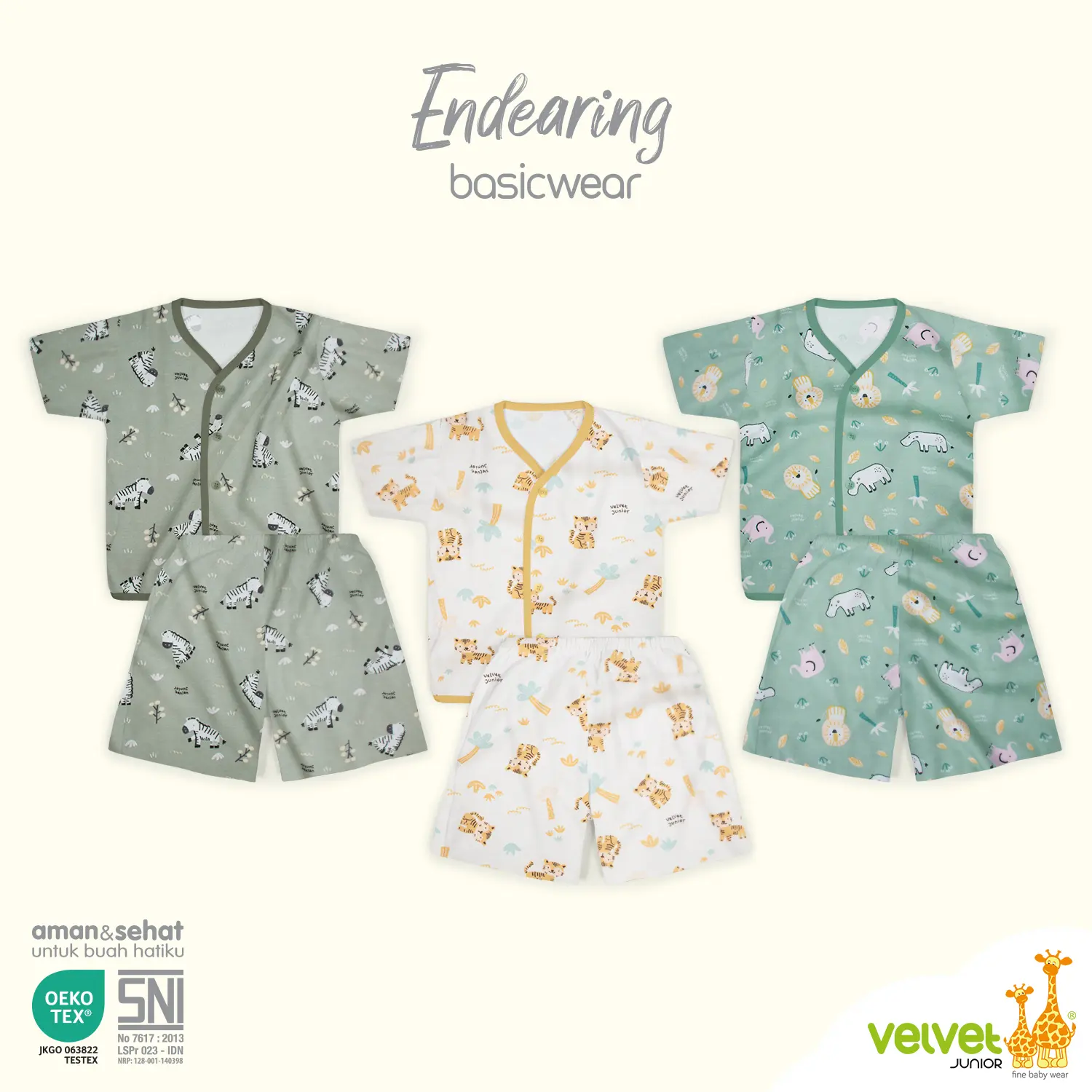 SET PENDEK NEW BORN VELVET JUNIOR KANCING DEPAN | Setelan Baju Bayi