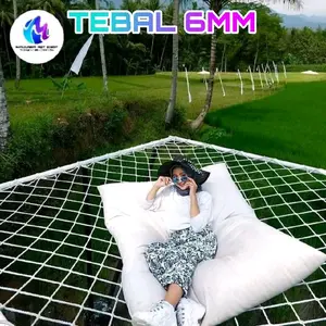 Jaring Safetynet Bahan Tali Tambang Nilon Putih Tebal 6mm Untuk  Ayunan Gantung Hammock Simpul Jaring Wajik Outdoor Camping
