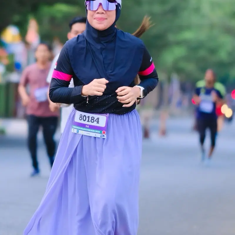 Rok Olahraga Muslim Hitam Panjang untuk Running & Olahraga Lainnya dengan Pinggang Karet Fleksibel 150 cm