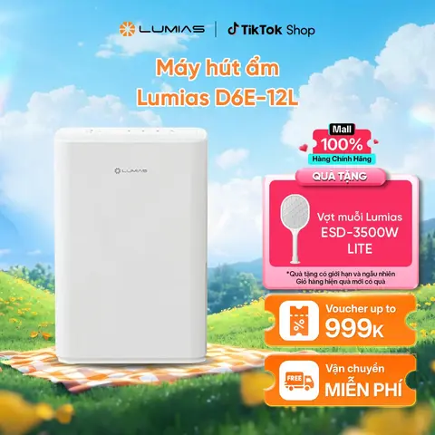 Máy hút ẩm 12L Lumias D6E-12L - 25m² - Bảng điều khiển cảm ứng LED - Hẹn giờ lên đến 12 tiếng