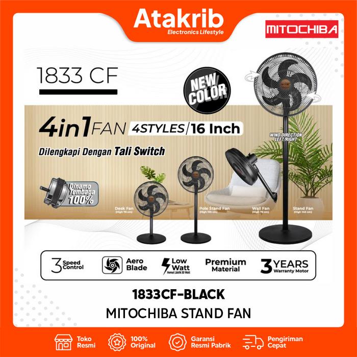 Gambar MITOCHIBA STAND FAN 1833CF-BLACK Kipas Angin 4 in 1 Aero Series 16 Inch dari Atakrib Elektronik Yogyakarta Kab. Sleman Tokopedia