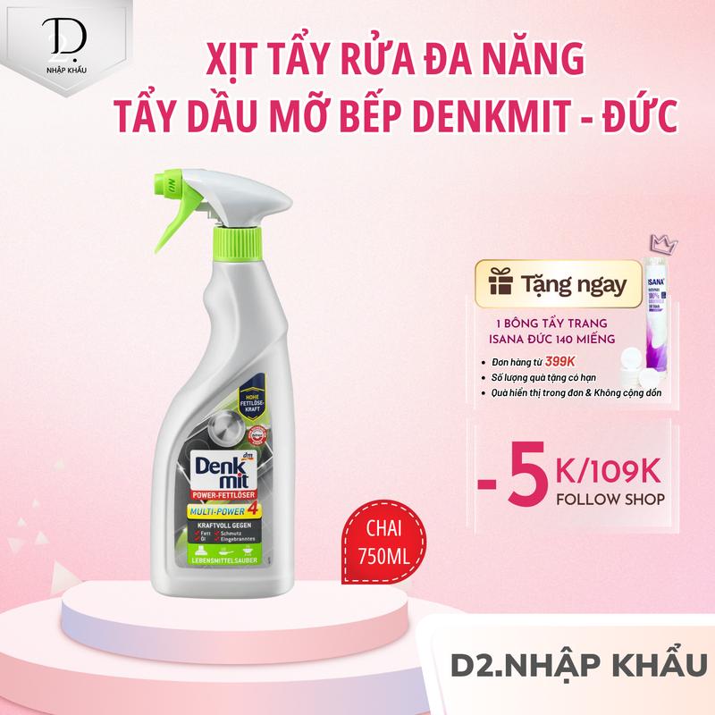 Chai Xịt Tẩy Rửa Đa Năng DENKMIT Fett 750ml Hàng Nhập Khẩu Đức, Tẩy Dầu Mỡ Nhà Bếp, Dùng Cho Cả Máy Hút Mùi Làm Sạch - D2 Tổng Kho Nhập Khẩu