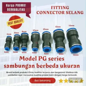 Grosir Fitting Pneumatic sambungan selang PG series all size 6mm ke 4m - PG6-4