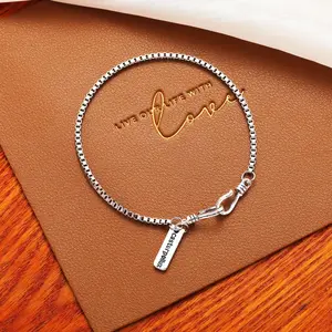 Gelang Retro Rantai Kotak Silver Dengan Liontin "Castor Pollux" untuk Pria dan Wanita GT-1054