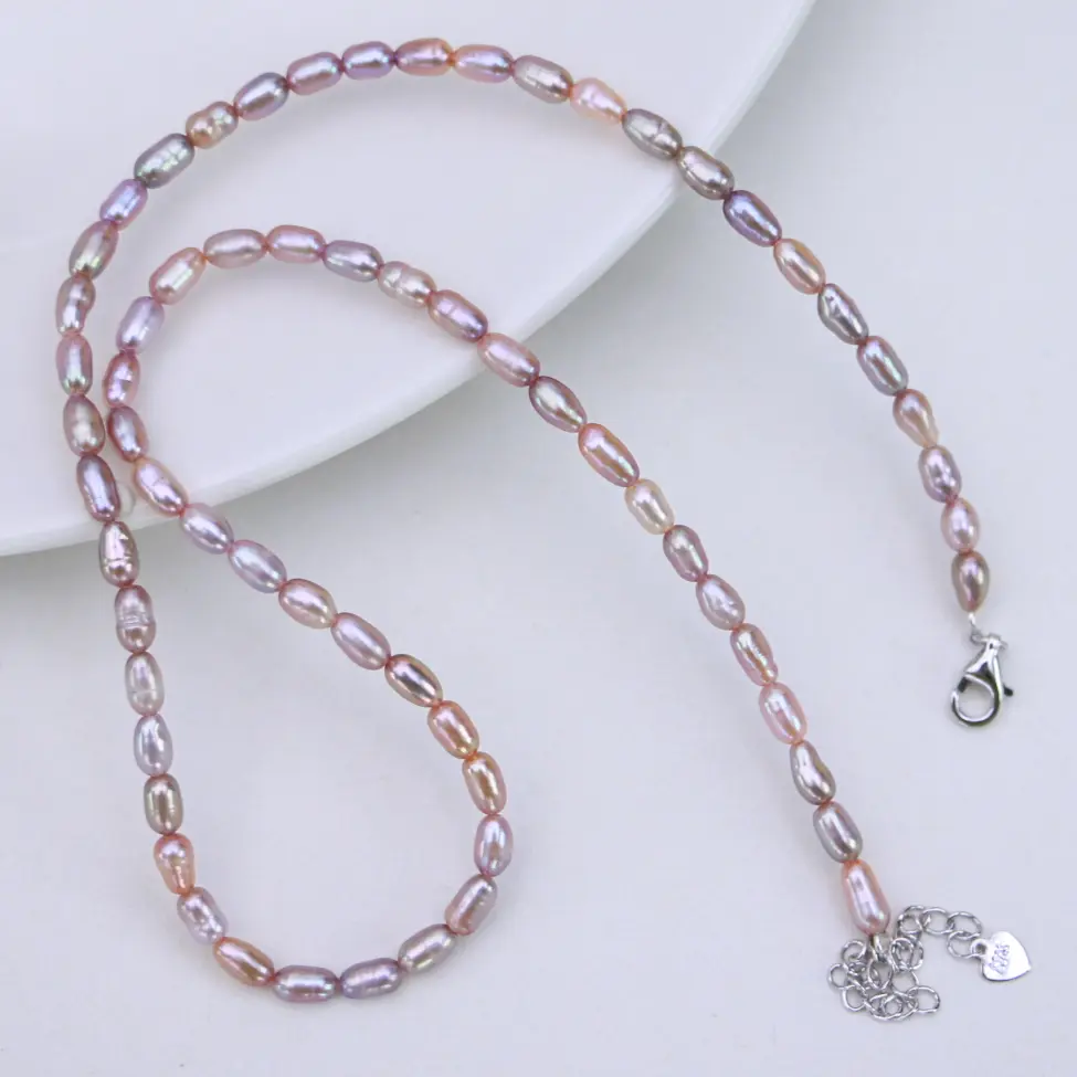 Shuiyu S925 silver fresh water core-free purple pearl necklace 4-5mm special type concealer ZH13128