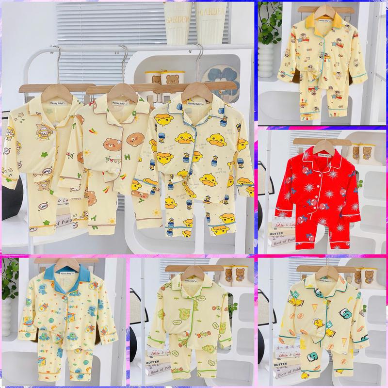 [Shin Kids] Dưới 1m15 Sz(6-24kg) Đồ Ngủ Bé Trai Bé Gái Dài Tay Chất Thun Lạnh In Icon Toàn Thân Dễ Thương