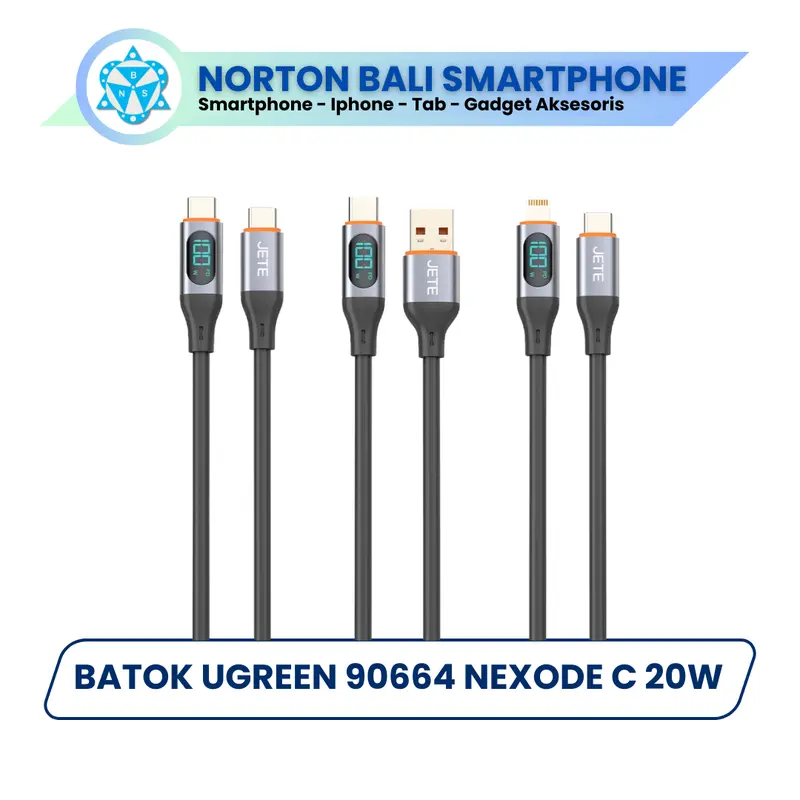 JETE Kabel Data CX13 USB TYPE-C to Iphone LED Indicator Norton Bali Smartphone 0