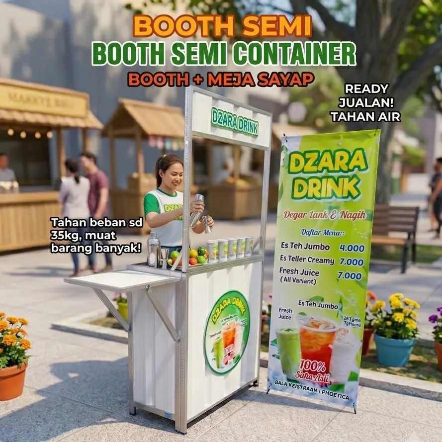 Booth Portable / Gerobak Lipat / Semi Container / Meja Sayap.