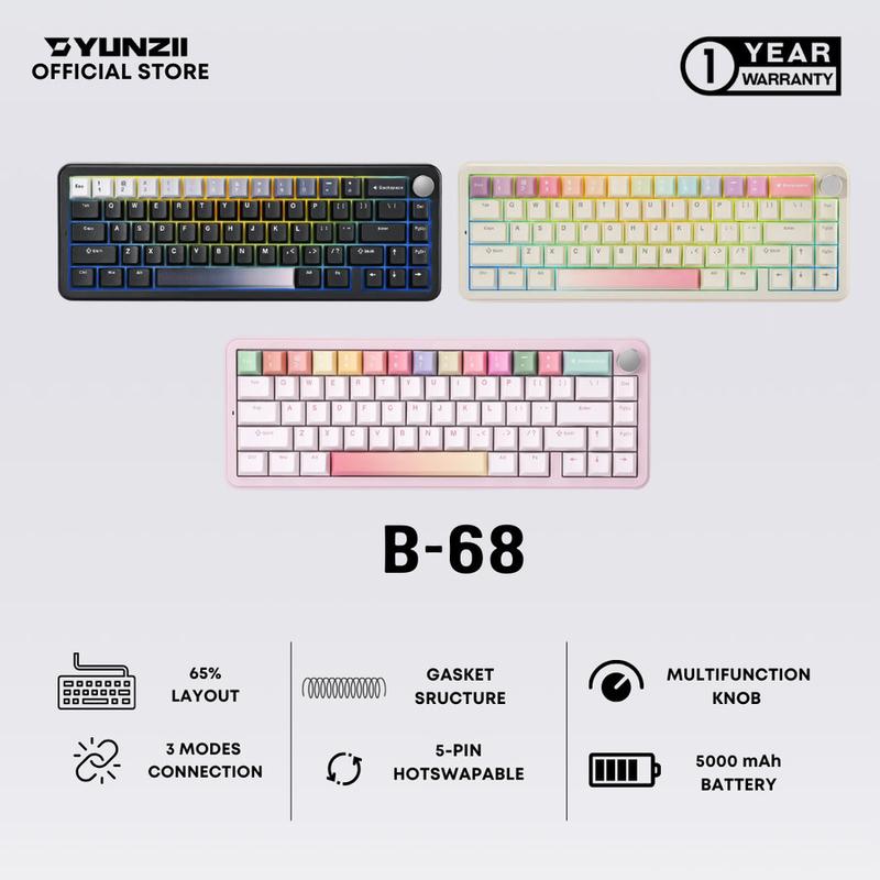 Yunzii B68 / B-68 Wireless Mechanical Keyboard 3in1 Connection - Shop ...