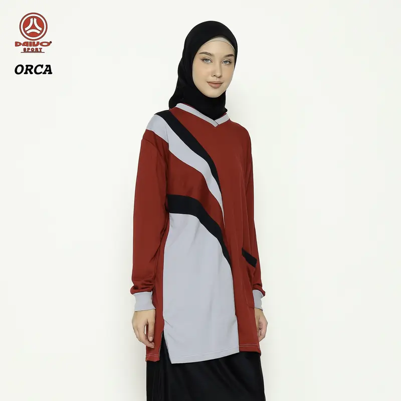 atasan olahraga muslimah tunik wanita/baju kaos olahraga muslim/baju olahraga muslimah tunik wanita Panjang Sport Celana Hitam 2