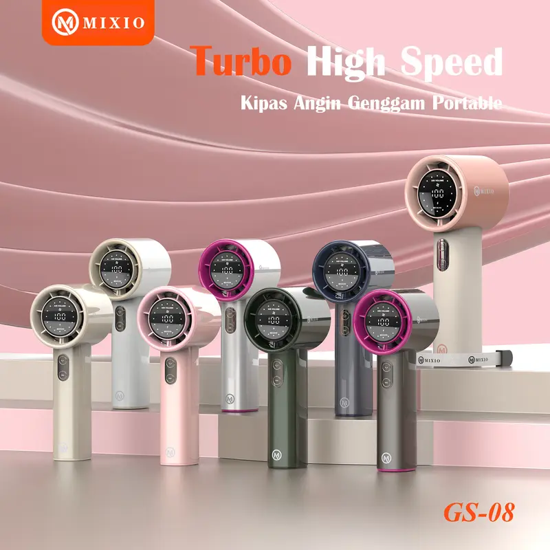 MIXIO GS-08 KIpas Angin High-speed Portable Handheld Fan 4400MAH kipas angin Digital Display Turbo kipas tangan High Speed 17000Rpm 0