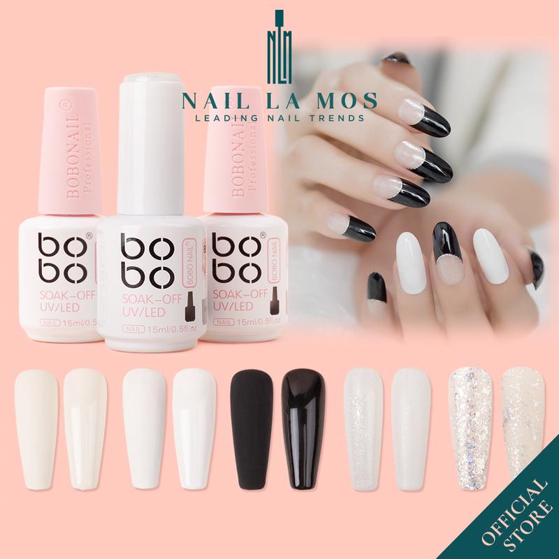 Sơn gel đen trắng trắng sữa Bobo chính hãng lên màu chuẩn 15ml - Sơn móng tay Bo Bo làm nail màu trắng kem chất đặc