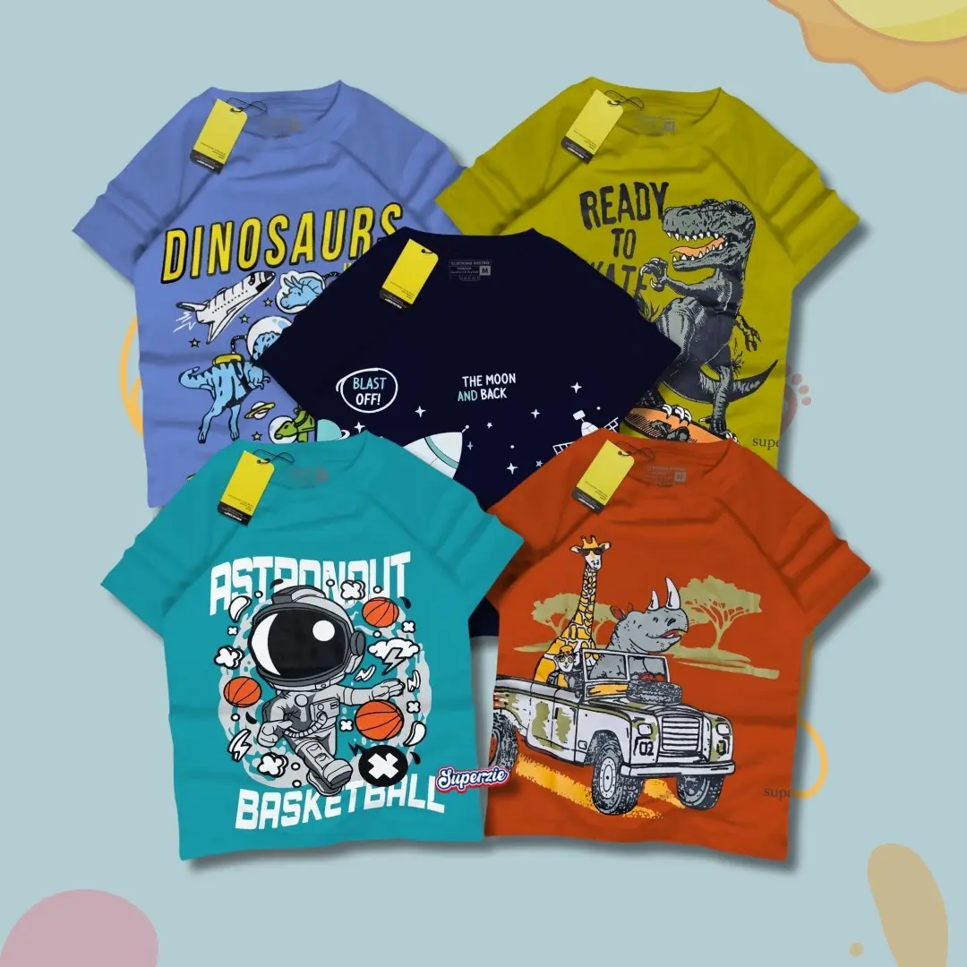 Paket Hemat 4pcs Kaos Anak Laki-Laki Premium Size 1 - 11 Tahun Bahan Katun Premium Adem Dan Lembut Kids Fashion