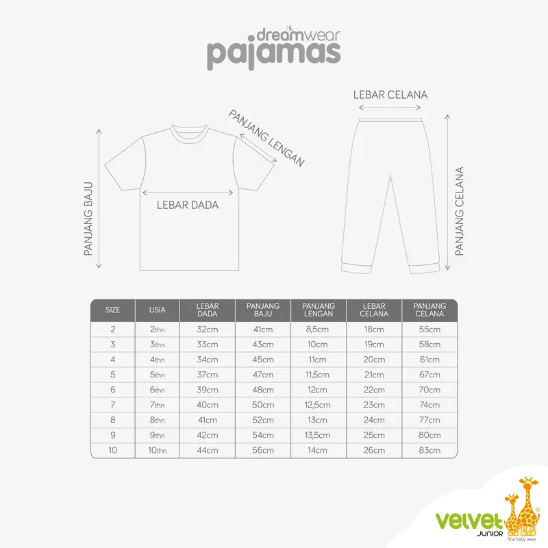 Velvet Junior Piyama Pendek Panjang Anak Perempuan DreamWear Girl - 3 STEL - Busy Bees, Sweet Daisies, Honeydwe 3