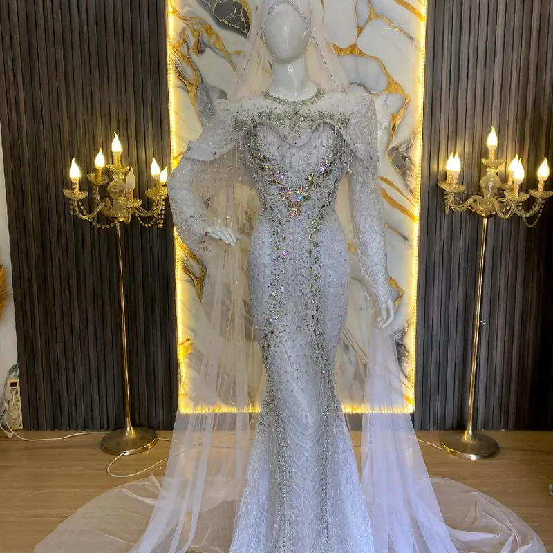 Slimdres putih santili mewah free slayer jubah dan veil hijab 0