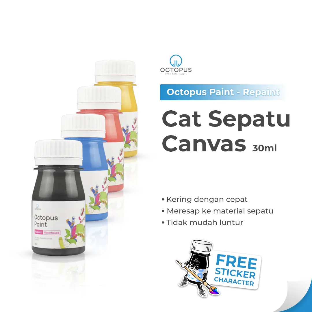 Octopus Cat Sepatu Kanvas Permanen 30ml Water Based untuk Canvas Leather