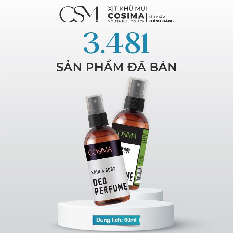 COSIMA Combo 2 Chai Xịt Hỗ Trợ Giảm Mùi Hôi Nách Hôi Chân Hương Thơm Nước Hoa Màu Xanh Lá 60ml & Màu Hồng 60ml Cho Nữ Nam