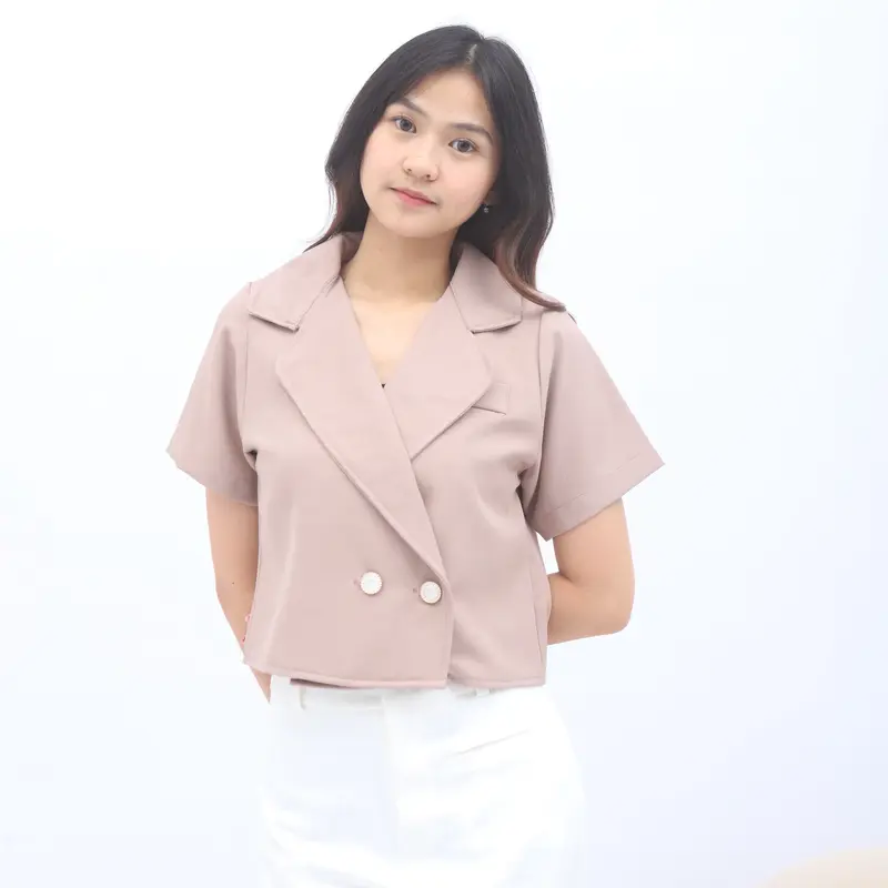 CELVE - Aria Top (Atasan Wanita Kancing Semi Wool Basic Simple) 4