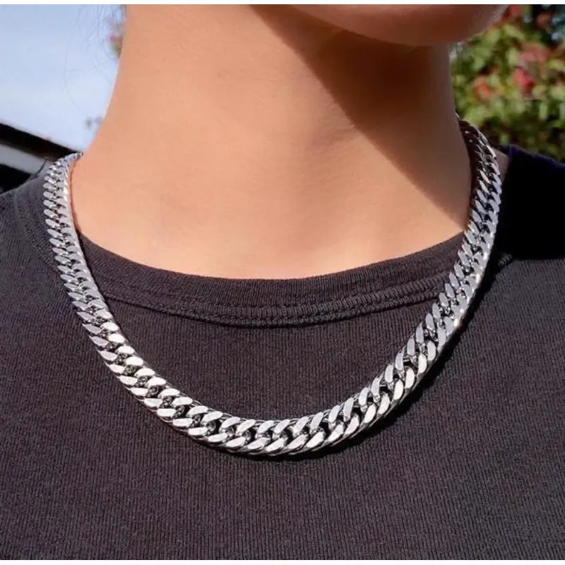 KALUNG RANTAI TITANIUM PRIA SILVER ANTI KARAT UKURAN JUMBO BESAR