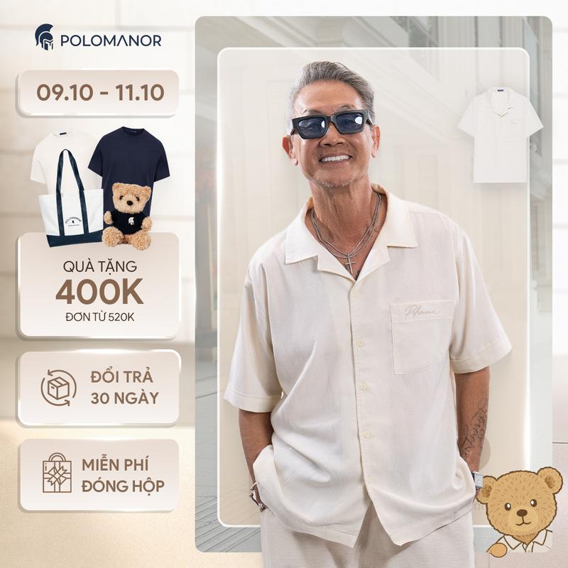 Áo sơ mi nam tay ngắn linen BAZIL, BST Summer Manor, mềm nhẹ thoáng mát - POLOMANOR