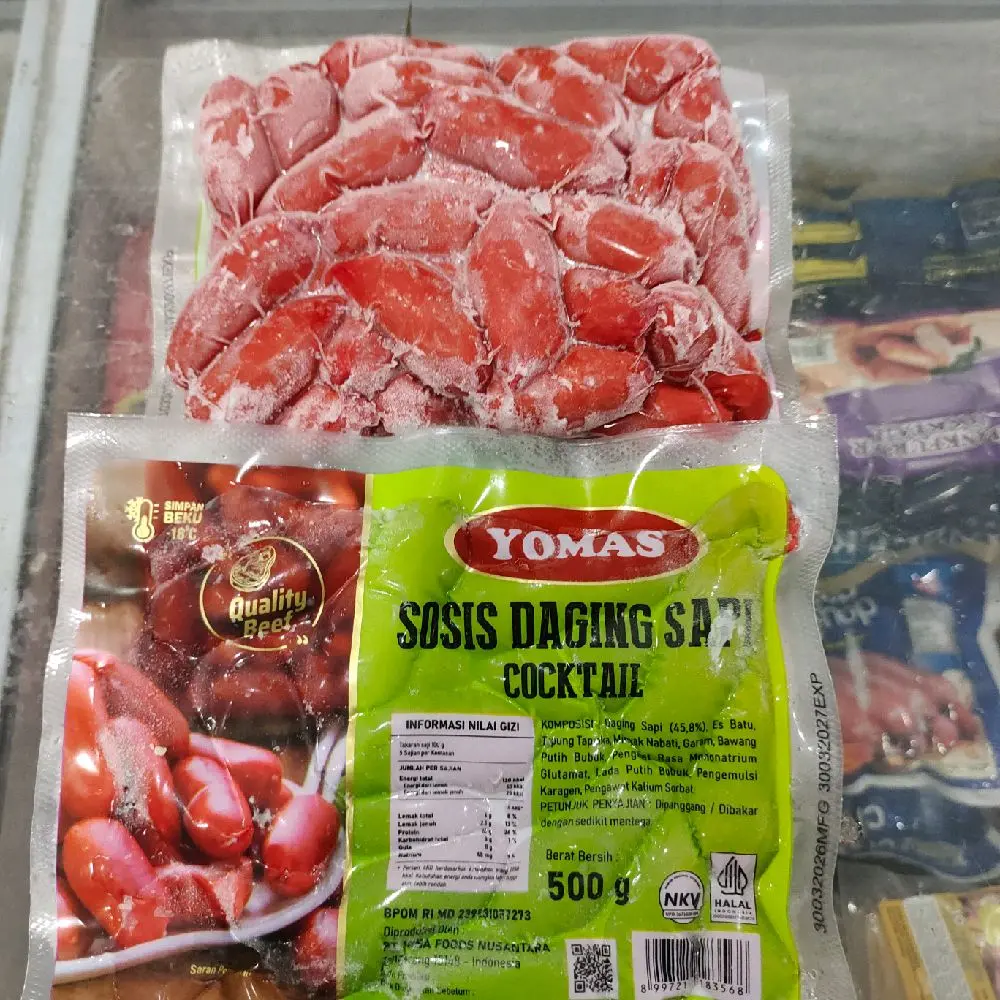 Yomas Sosis Daging Sapi Cocktail Merah 500gr - Quality Beef Halal