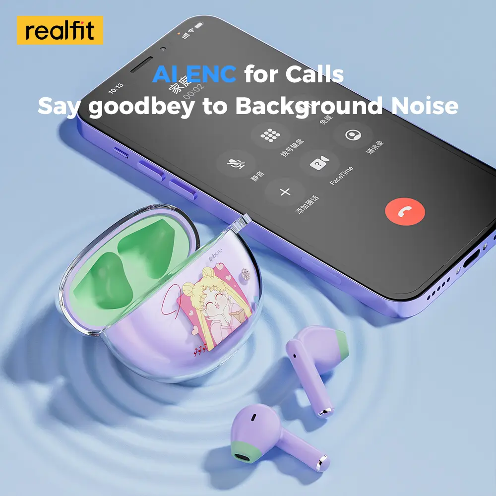 Tai Nghe Nhét Tai Nghe Bluetooth Realfit F2, Thiết Kế Hoạt Hình Dễ Thương, Đầy Màu Sắc, BT5.3, Tai Nghe Không Dây Mini, Có Mic | BigBuy360 - bigbuy360.vn