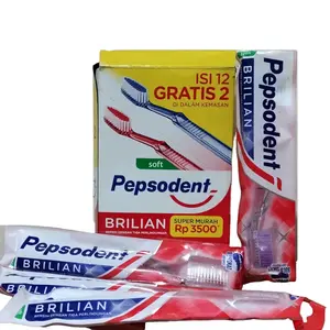 PROMO Sikat Gigi Pepsodent Brilian Soft 12Pcs Gratis 2pcs Total (14Pcs Sikat Gigi) Mulut horizontal