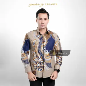 Arkanza Signature Motif Chandraprana Kemeja Batik Pria Lengan Panjang Lengan Pendek Eksklusif Curved Hem Jahitan Presisi Hidden & Emboss Button Lapisan Tricot Breathable PRM