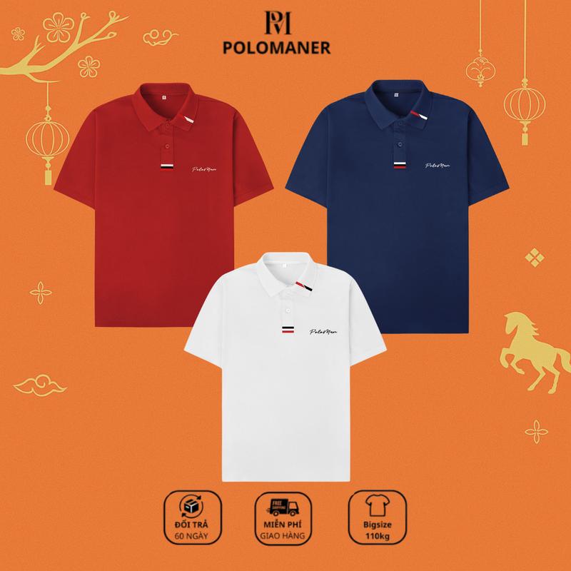    COMBO 3 Áo   Áo Thun Polo Nam Nữ Poloman 14 Chất Liệu CVC Cá Sấu Co Giản Thoáng Mát Phong Cách Trẻ Trung 12 Màu Có BigSize Trên 90kg 