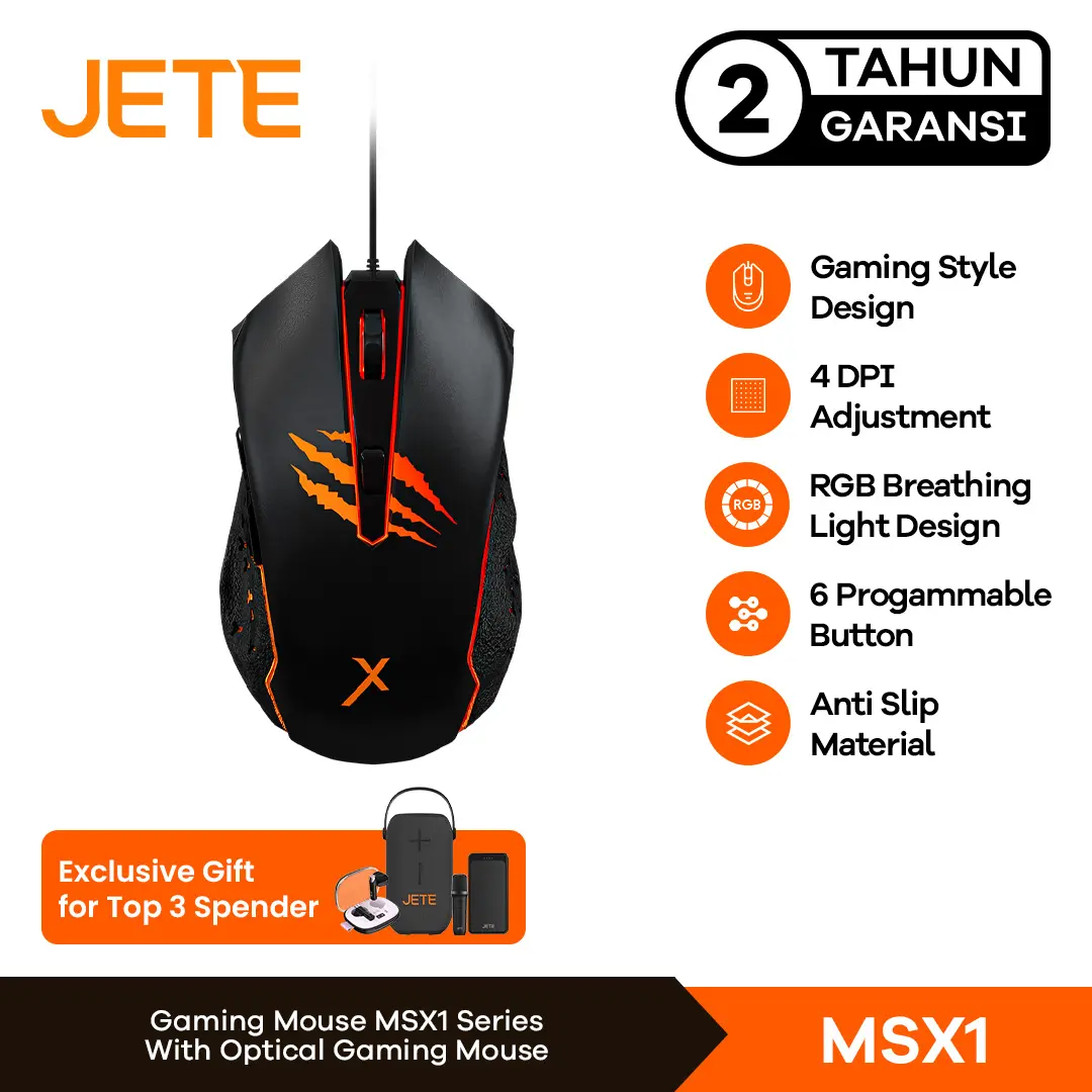 Mouse Gaming RGB JETE MSX1 - Garansi 2 Tahun